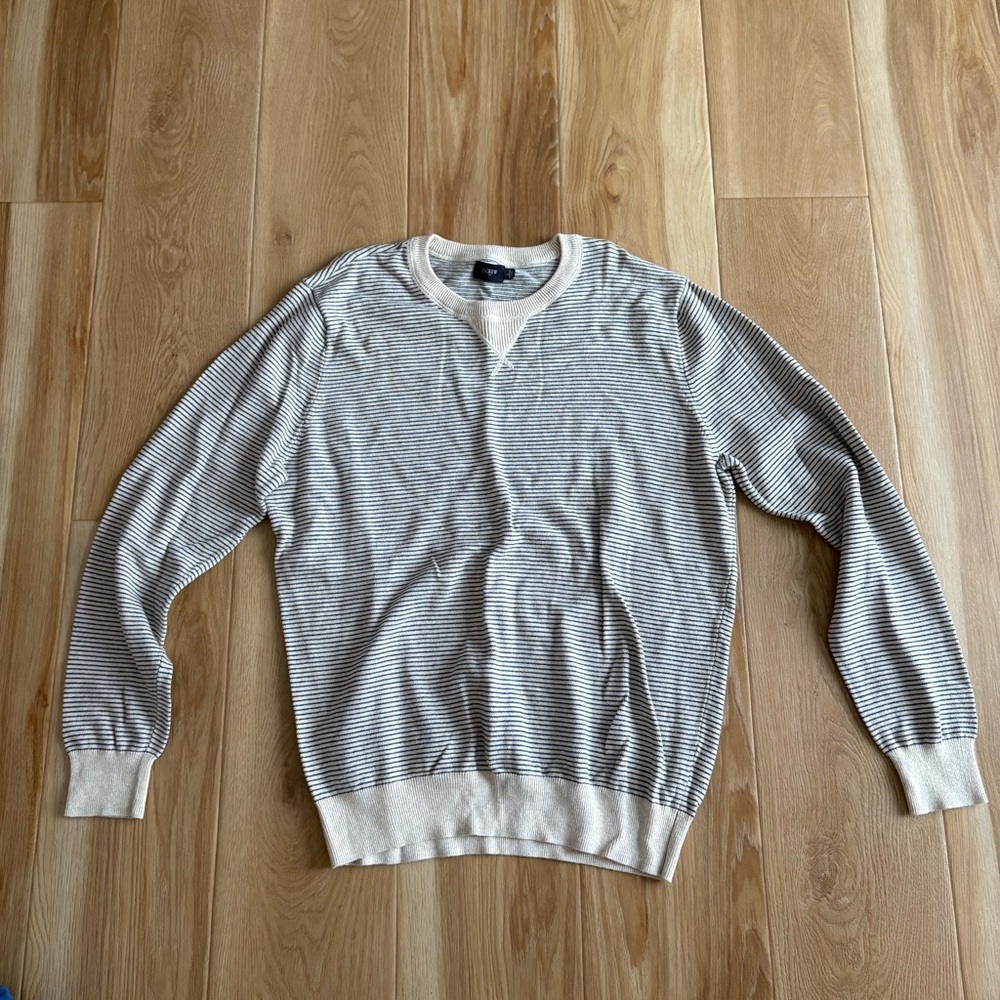 Mens Jcrew beige and white striped sweater
